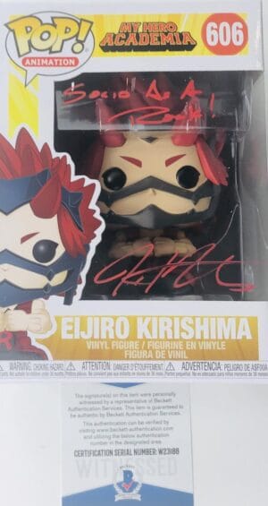 JUSTIN COOK SIGNED EIJIRO KRISHIMA FUNKO POP 606MY HERO ACADEMIA ANIME BAS 188