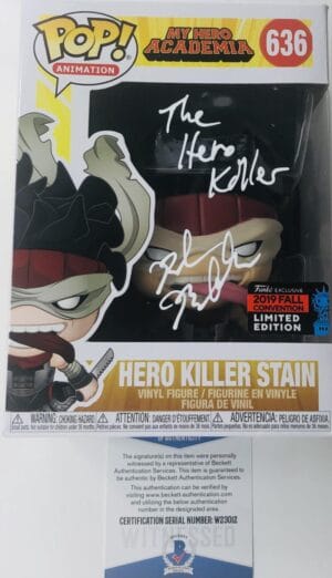 ROBERT MCCULLOM SIGNED HERO KILLER STAIN FUNKO POP CONVENTION EXCLUSIVE BAS 012
