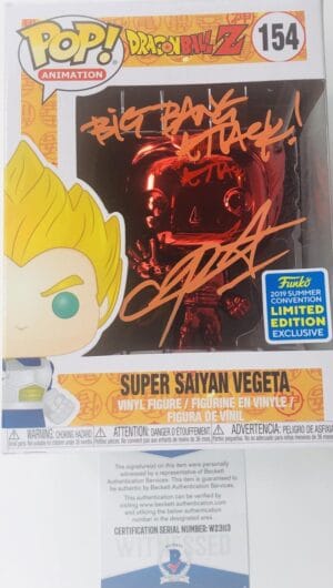 CHRIS SABAT SIGNED SUPER SAIYAN VEGETA FUNKO POP 154 CHROME DRAGON BALL Z BAS 13