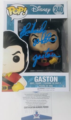 RICHARD WHITE SIGNED GASTON FUNKO POP VAULTED DISNEY BEAUTY AND THE BEAST BAS 56
