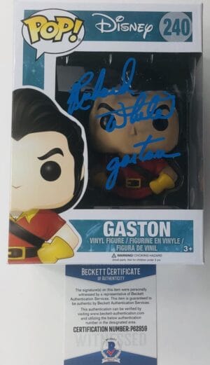 RICHARD WHITE SIGNED GASTON FUNKO POP VAULTED DISNEY BEAUTY AND THE BEAST BAS 59