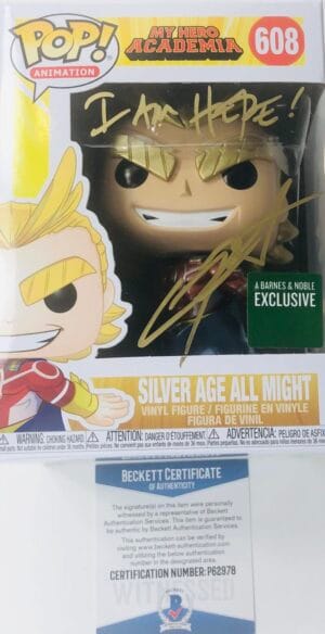 CHRIS SABAT SIGNED SILVER AGE ALL MIGHT FUNKO EXCLUSIVE MY HERO ACADEMIA BAS 978