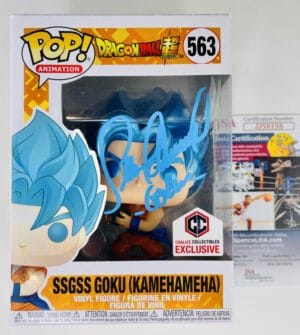 SEAN SCHEMMEL SIGNED SSGSS GOKU FUNKO 563 CHALICE EXCLUSIVE DRAGON BALL JSA 158