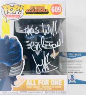 JOHN SWASEY SIGNED ALL FOR ONE FUNKO 609 MY HERO ACADEMIA ANIME AUTOGRAPH BAS 55