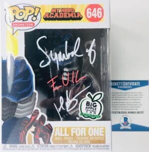 JOHN SWASEY SIGNED ALL FOR ONE FUNKO 609 MY HERO ACADEMIA BIG APPLE ANIME BAS 67