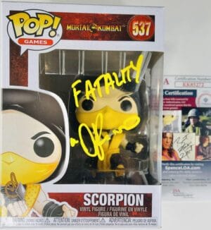 DANIEL PESINA SIGNED SCORPION FUNKO POP VINYL 537 MORTAL KOMBAT AUTOGRAPH JSA 72