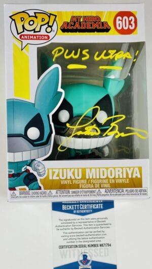 JUSTIN BRINER SIGNED IZUKU MIDORIYA FUNKO POP 603 MY HERO ACADEMIA ANIME BAS 794
