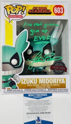 JUSTIN BRINER SIGNED IZUKU MIDORIYA FUNKO POP 603 MY HERO ACADEMIA ANIME BAS 803