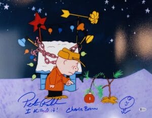 PETER ROBBINS SIGNED 16X20 PHOTO CHARLIE BROWN CHRISTMAS BAS 414 SKETCH INSCRIP