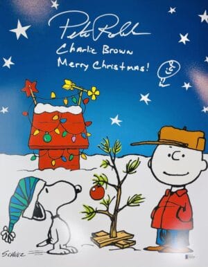 PETER ROBBINS SIGNED 16X20 PHOTO CHARLIE BROWN CHRISTMAS BAS 417 SKETCH INSCRIP