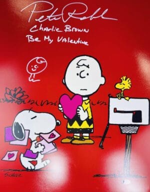 PETER ROBBINS SIGNED 16X20 PHOTO BE MY VALENTINE CHARLIE BROWN W SKETCH BAS 421