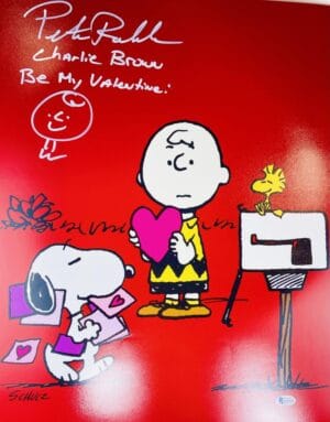 PETER ROBBINS SIGNED 16X20 PHOTO BE MY VALENTINE CHARLIE BROWN W SKETCH BAS 420