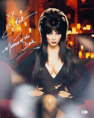 CASSANDRA PETERSON SIGNED ELVIRA MISTRESS OF THE DARK 16X20 PHOTO HORROR BAS 026