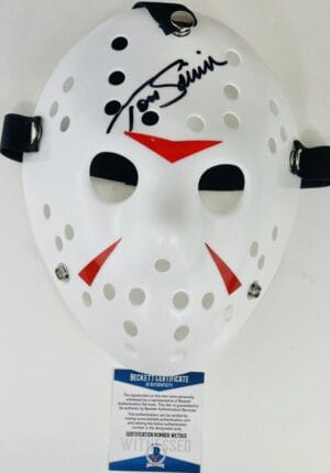 TOM SAVINI SIGNED JASON HOCKEY MASK JASON VOORHEES FRIDAY THE 13TH BAS 115