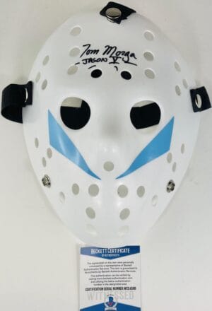 TOM MORGA SIGNED JASON VOORHEES MASK FRIDAY THE 13TH PART 5 STYLE BAS 586