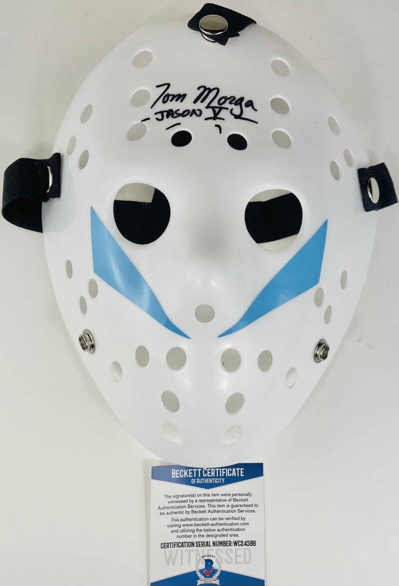 TOM MORGA SIGNED JASON VOORHEES MASK FRIDAY THE 13TH PART 5 STYLE BAS 586