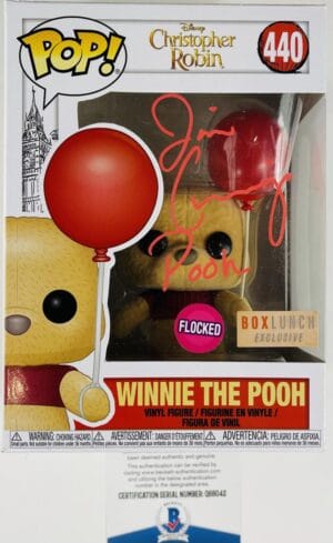 JIM CUMMINGS SIGNED WINNIE THE POOH FLOCKED FUNKO 440 BOX LUNCH DISNEY BAS 042