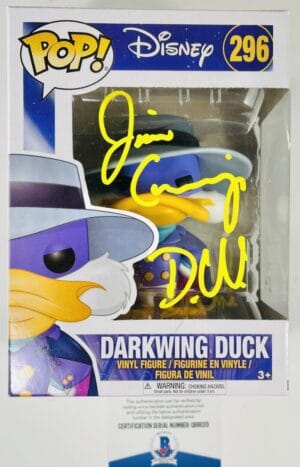JIM CUMMINGS SIGNED DARKWING DUCK FUNKO POP 296 DISNEY VAULTED AUTOGRAPH BAS 033