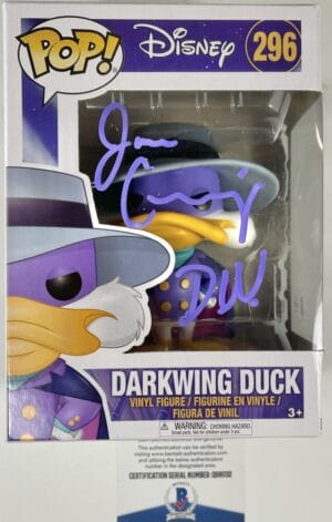 JIM CUMMINGS SIGNED DARKWING DUCK FUNKO POP 296 DISNEY VAULTED AUTOGRAPH BAS 032