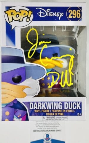 JIM CUMMINGS SIGNED DARKWING DUCK FUNKO POP 296 DISNEY VAULTED AUTOGRAPH BAS 025