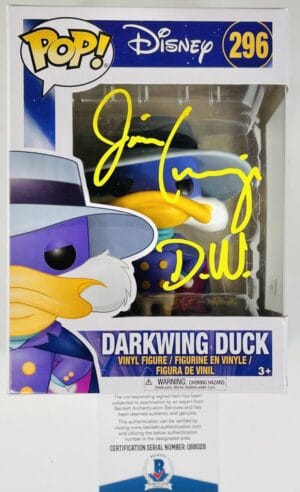 JIM CUMMINGS SIGNED DARKWING DUCK FUNKO POP 296 DISNEY VAULTED AUTOGRAPH BAS 026