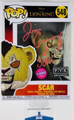 JIM CUMMINGS SIGNED SCAR FLOCKED FUNKO 548 FYE EXCLUSIVE THE LION KING BAS 043