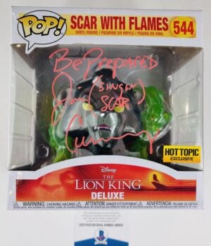 JIM CUMMINGS SIGNED SCAR WITH FLAMES FUNKO 544 HOT TOPIC THE LION KING BAS 002