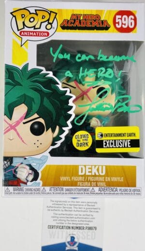 JUSTIN BRINER SIGNED DEKU FUNKO POP 592 MY HERO ACADEMIA EE GITD BAS 979