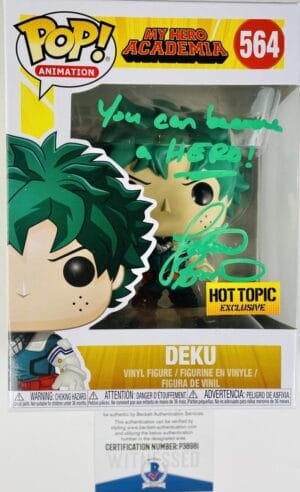 JUSTIN BRINER SIGNED DEKU FUNKO POP 564 MY HERO ACADEMIA HOT TOPIC BAS 981