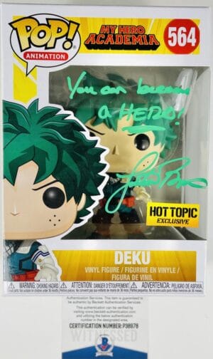 JUSTIN BRINER SIGNED DEKU FUNKO POP 564 MY HERO ACADEMIA HOT TOPIC BAS 978