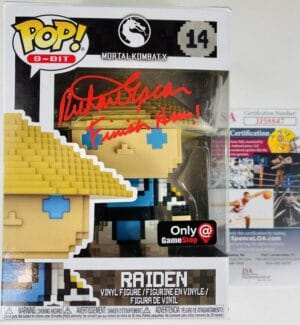RICHARD EPCAR SIGNED RAIDEN  FUNKO 14 GAME STOP MORTAL KOMBAT JSA 847