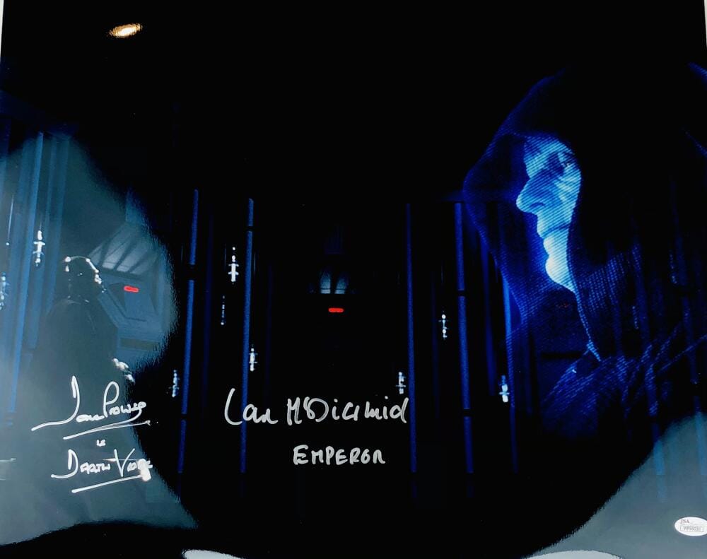 DAVE PROWSE IAN MCDIARMID SIGNED 16X20 METALLIC PHOTO STAR WARS DARTH VADER JSA0