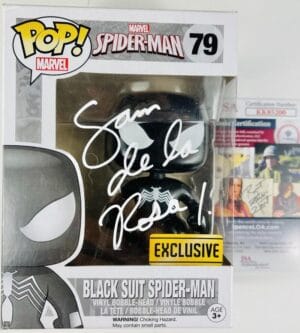 SAM DE LA ROSA SIGNED BLACK SUIT SPIDERMAN FUNKO POP 79 WALGREENS MARVEL JSA 200
