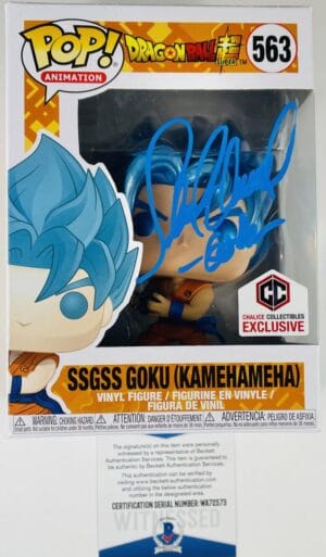 SEAN SCHEMMEL SIGNED SSGSS GOKU FUNKO 563 CHALICE EXCLUSIVE DRAGON BALL BAS 573