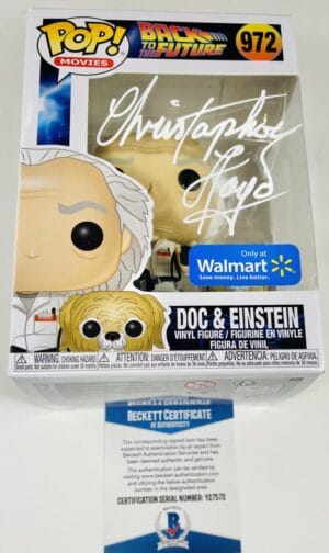 CHRISTOPHER LLOYD SIGNED DOC & EINSTEIN FUNKO 972 BTTF BACK TO THE FUTURE BAS 72