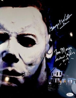 GEORGE WILBUR MORGA SIGNED METALLIC 11X14 PHOTO HALLOWEEN MICHAEL MYERS JSA 899
