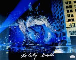 KURT CARLEY SIGNED GODZILLA 11X14 METALLIC PHOTO AUTOGRAPH AUTOGRAPHED JSA 049