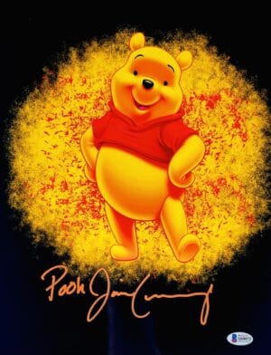 JIM CUMMINGS SIGNED WINNIE THE POOH METALLIC 11X14 PHOTO DISNEY BAS 072