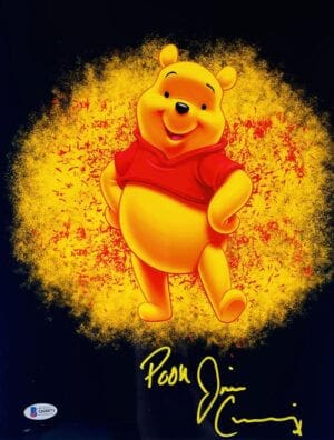 JIM CUMMINGS SIGNED WINNIE THE POOH METALLIC 11X14 PHOTO DISNEY BAS 071