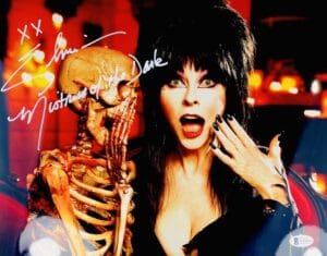 CASSANDRA PETERSON SIGNED ELVIRA MISTRESS OF THE DARK 11X14 METALLIC PHOTO BAS 0