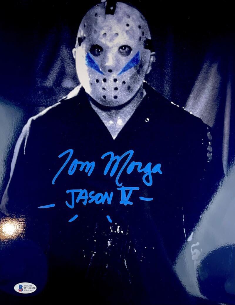 TOM MORGA SIGNED JASON VOORHEES 11X14 METALLIC PHOTO FRIDAY THE 13TH 5 BAS 320