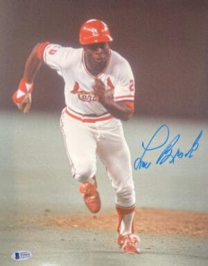 LOU BROCK SIGNED METALLIC 11X14 PHOTO ST. LOUIS CARDINALS HOF AUTOGRAPH BAS 411
