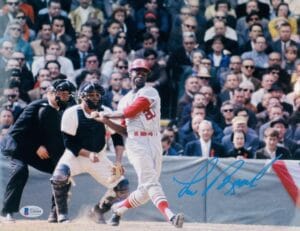 LOU BROCK SIGNED METALLIC 11X14 PHOTO ST. LOUIS CARDINALS HOF AUTOGRAPH BAS 395