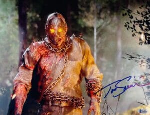 TOM SAVINI SIGNED 11X14 METALLIC JASON VOORHEES PHOTO FRIDAY THE 13TH BAS 760