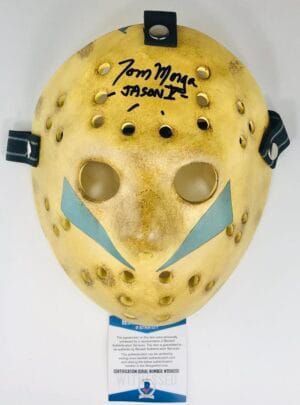 TOM MORGA SIGNED JASON VOORHEES NECA MASK FRIDAY THE 13TH PART 5 STYLE BAS 200