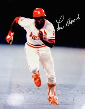 LOU BROCK SIGNED METALLIC 16X20 PHOTO ST. LOUIS CARDINALS HOF AUTOGRAPH BAS 410