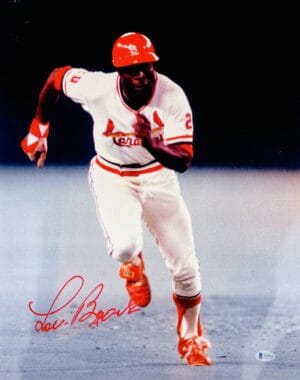 LOU BROCK SIGNED METALLIC 16X20 PHOTO ST. LOUIS CARDINALS HOF AUTOGRAPH BAS 412