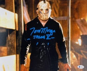 TOM MORGA SIGNED JASON VOORHEES 11X14 PHOTO  FRIDAY THE 13TH 5 BAS 319
