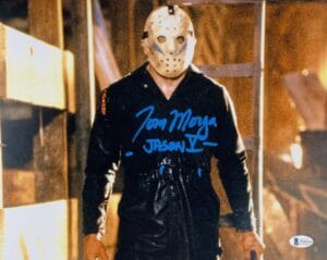 TOM MORGA SIGNED JASON VOORHEES 11X14 PHOTO  FRIDAY THE 13TH 5 BAS 318
