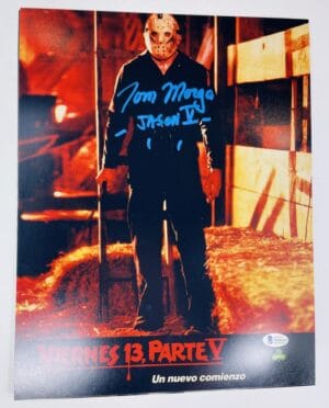TOM MORGA SIGNED JASON VOORHEES 11X14 PHOTO  FRIDAY THE 13TH 5 BAS 321